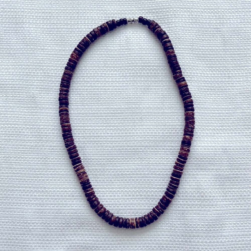 SILPADA STERLING & COCONUT PUKA BEADED NECKLACE